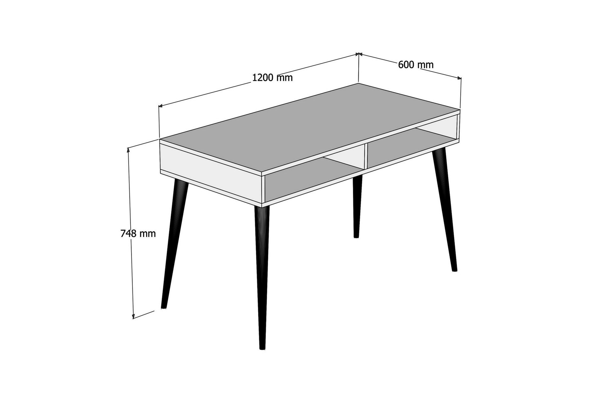 Gersby Skrivebord 120 cm med Oppbevaringshylle - Hvit/Natur - Møbler - Bord - Kontorbord - Skrivebord
