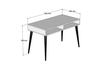 Gersby Skrivebord 120 cm med Oppbevaringshylle - Hvit/Natur - Møbler - Bord - Kontorbord - Skrivebord