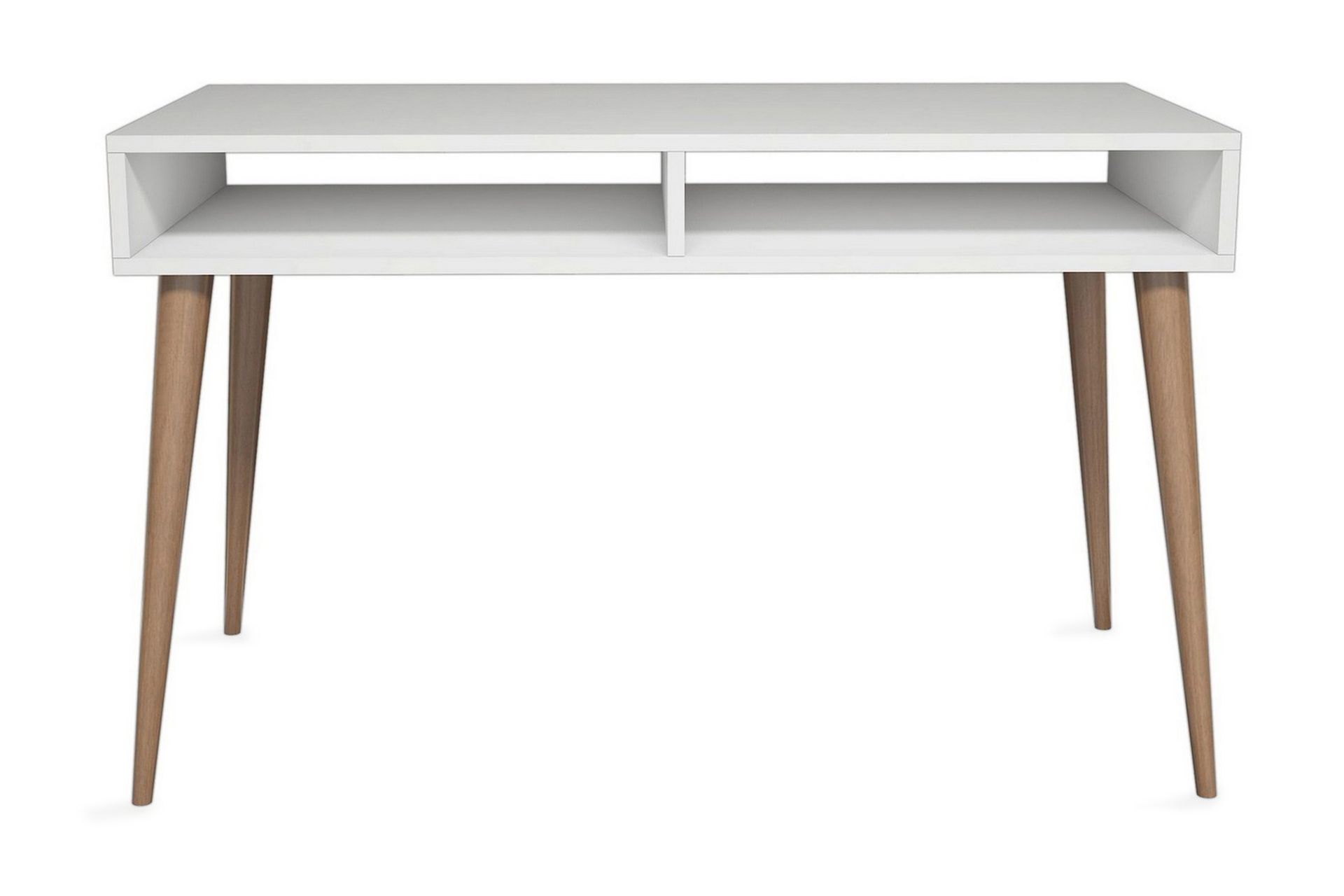 Gersby Skrivebord 120 cm med Oppbevaringshylle - Hvit/Natur - Møbler - Bord - Kontorbord - Skrivebord