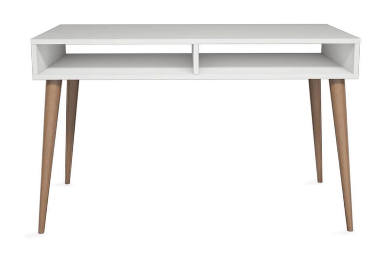 Gersby Skrivebord 120 cm med Oppbevaringshylle - Hvit/Natur - Møbler - Bord - Kontorbord - Skrivebord
