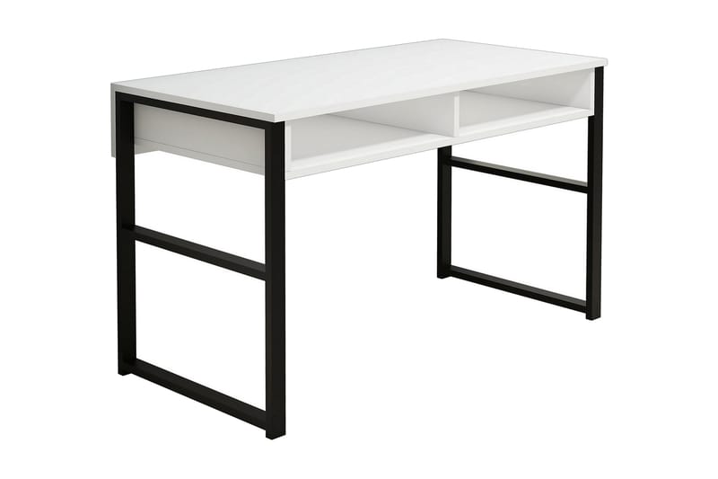 Gersby Skrivebord 120 cm med Oppbevaringshylle - Hvit/Svart - Møbler - Bord - Kontorbord - Skrivebord