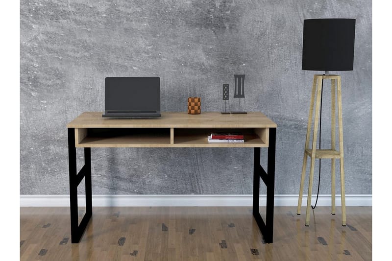 Gersby Skrivebord 120 cm med Oppbevaringshylle - Natur/Svart - Møbler - Bord - Kontorbord - Skrivebord