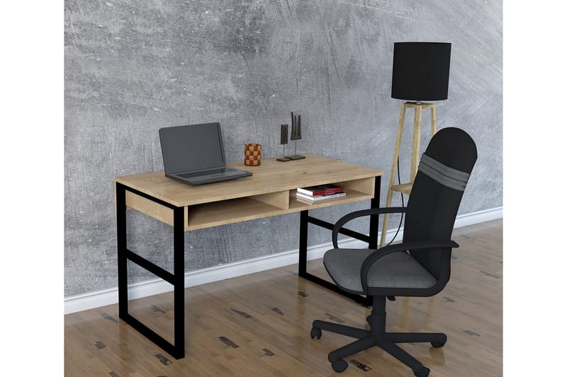 Gersby Skrivebord 120 cm med Oppbevaringshylle - Natur/Svart - Møbler - Bord - Kontorbord - Skrivebord