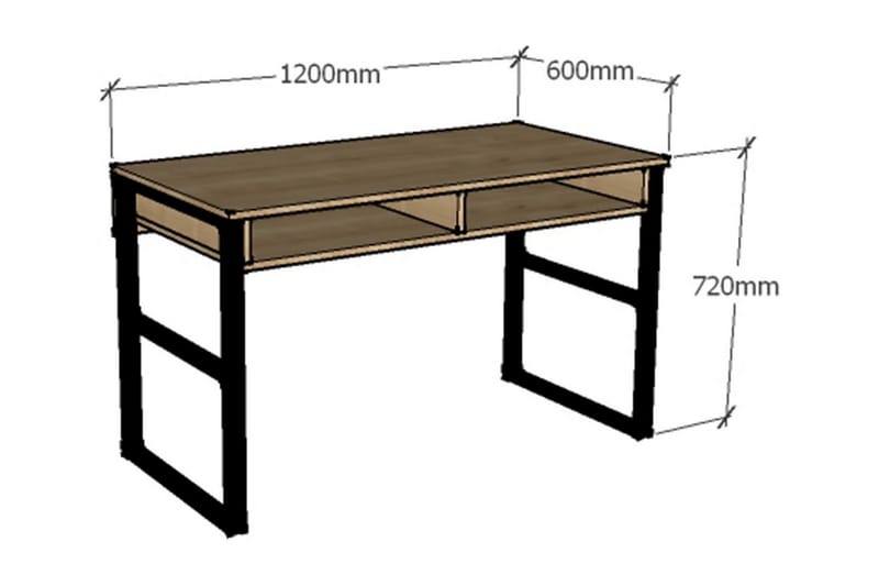 Gersby Skrivebord 120 cm med Oppbevaringshylle - Natur/Svart - Møbler - Bord - Kontorbord - Skrivebord