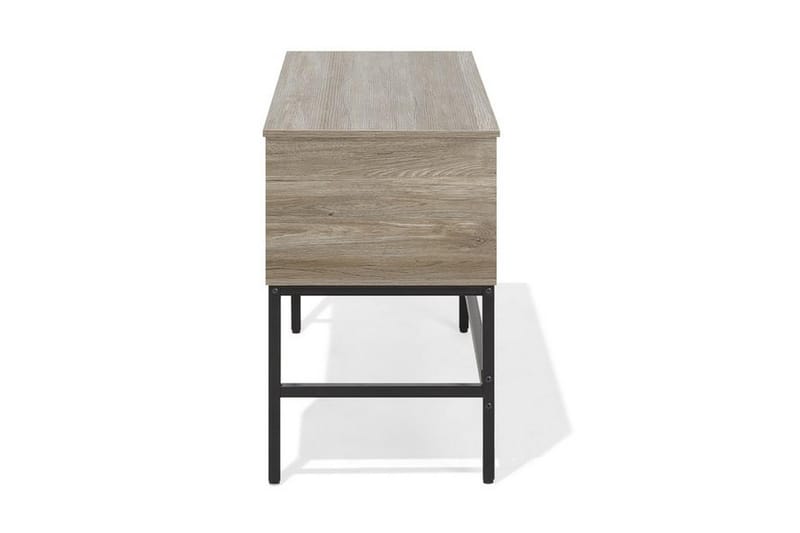 Grantha Skrivebord 120 cm med Oppbevaring 2 Skuffer - Lysebrun/Svart - Skrivebord