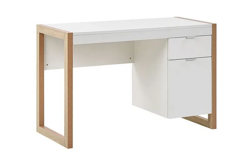 Graysburg Skrivebord 110 cm med Oppbevaring, Hvit/Lyst Tre