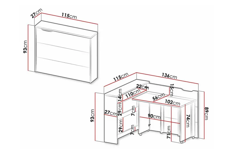 Grianan Skrivbord 136 cm White - Møbler - Bord - Kontorbord - Skrivebord - Hjørneskrivebord