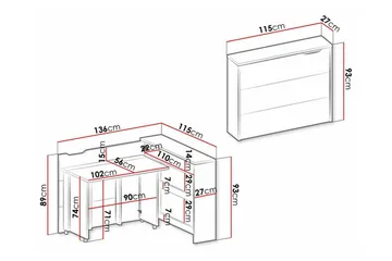 Grianan Skrivbord 136 cm White - Møbler - Bord - Kontorbord - Skrivebord - Hjørneskrivebord