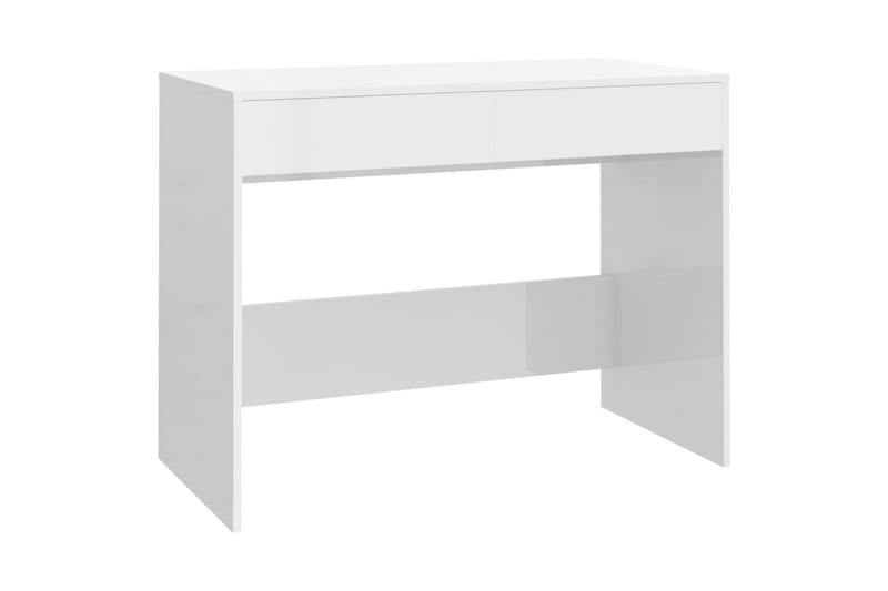 Skrivebord høyglans hvit 101x50x76,5 cm sponplate - Hvit - Skrivebord