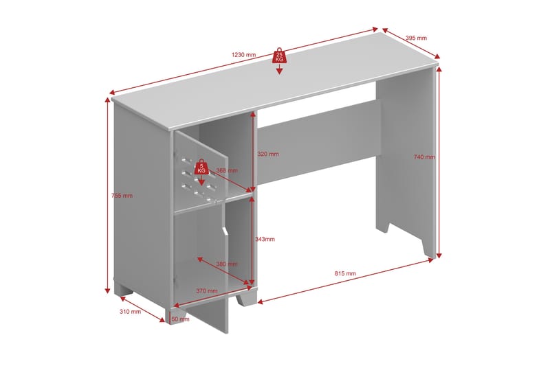 Haltekarr Skrivebord 120 cm - Grå - Skrivebord