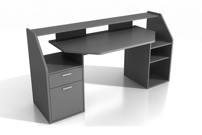 Harvilchuck Skrivebord med Oppbevaringshyller + Skuff + Skap - Grå - Skrivebord