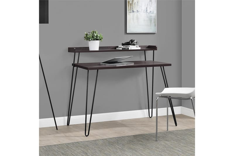 Haven Skrivebord 114 cm med Oppbevaringshylle Espresso/Svart - Dorel Home - Møbler - Bord - Kontorbord - Skrivebord