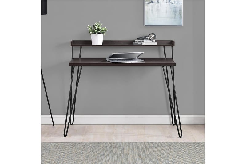 Haven Skrivebord 114 cm med Oppbevaringshylle Espresso/Svart - Dorel Home - Møbler - Bord - Kontorbord - Skrivebord
