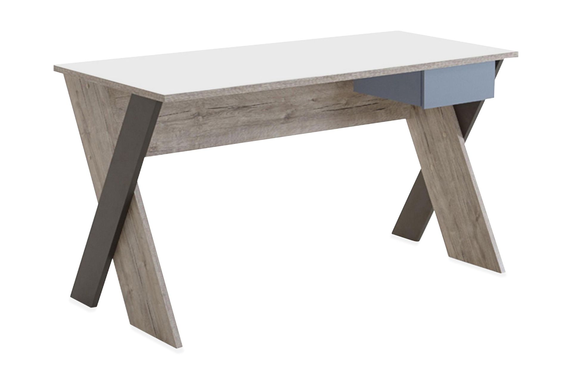 Hawley Skrivebord 135 cm med Oppbevaringsskuff - Beige/Grå
