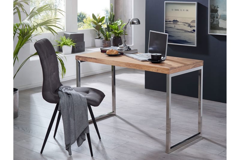 Hayoz Skrivebord 120 cm - Akasie/Krom - Møbler - Bord - Kontorbord - Skrivebord