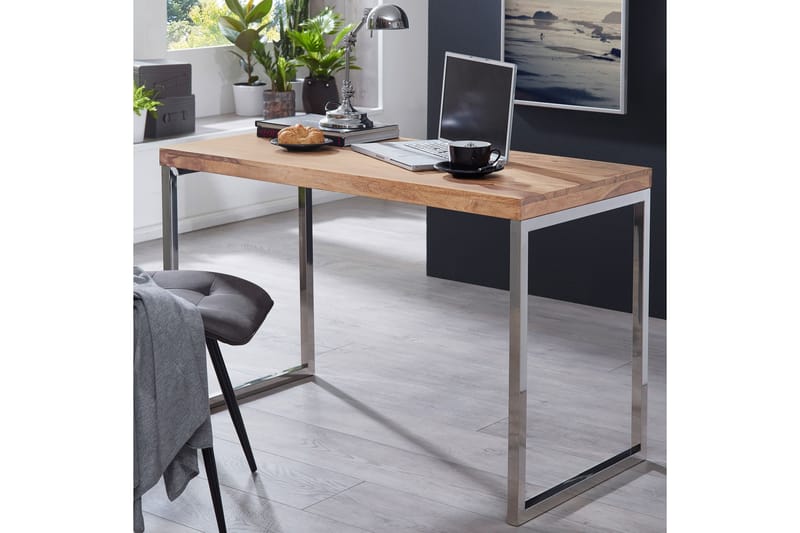 Hayoz Skrivebord 120 cm - Akasie/Krom - Møbler - Bord - Kontorbord - Skrivebord