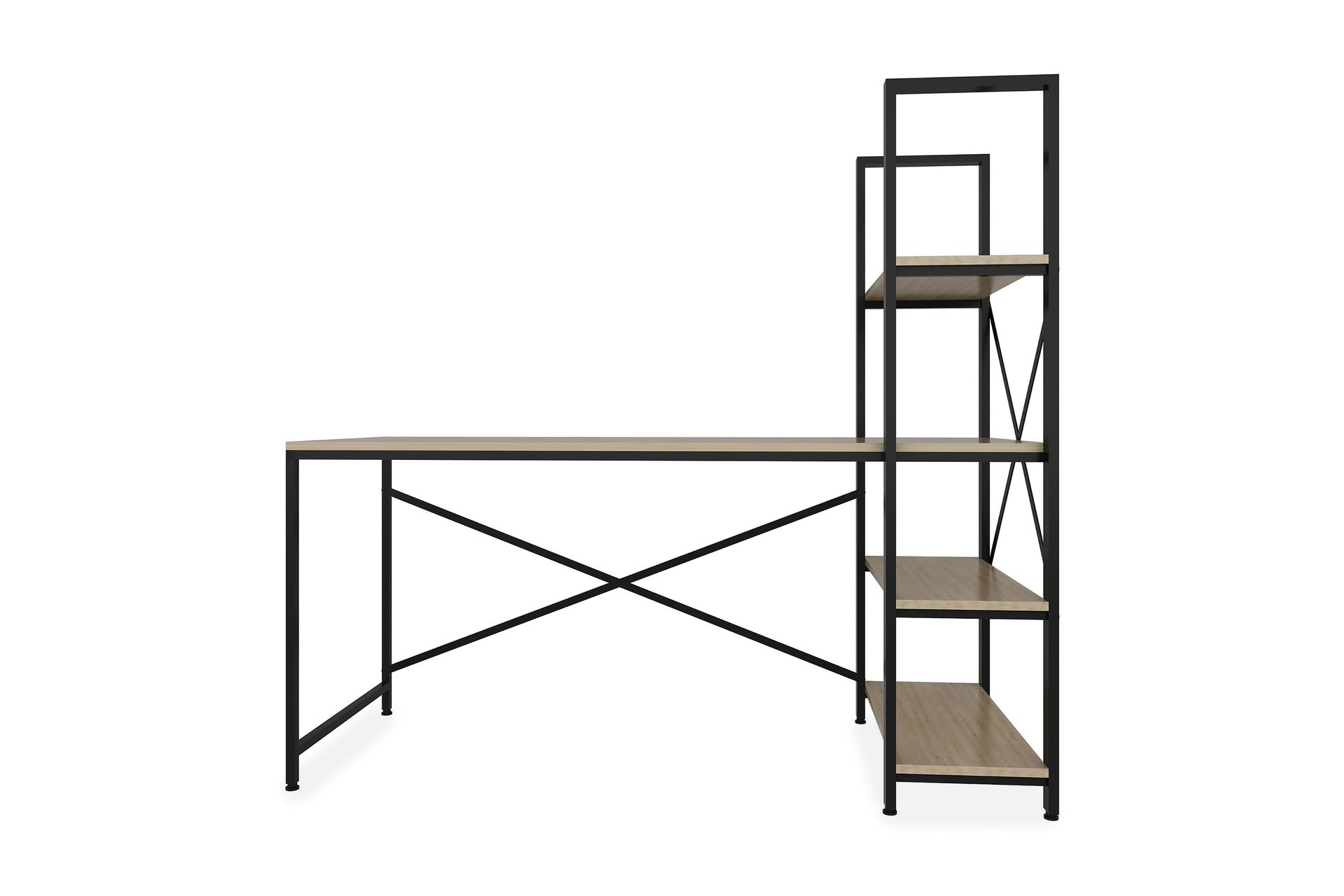 Hejde Skrivebord 160 cm med Oppbevaringshyller - Brun/Svart - Møbler - Bord - Kontorbord - Skrivebord