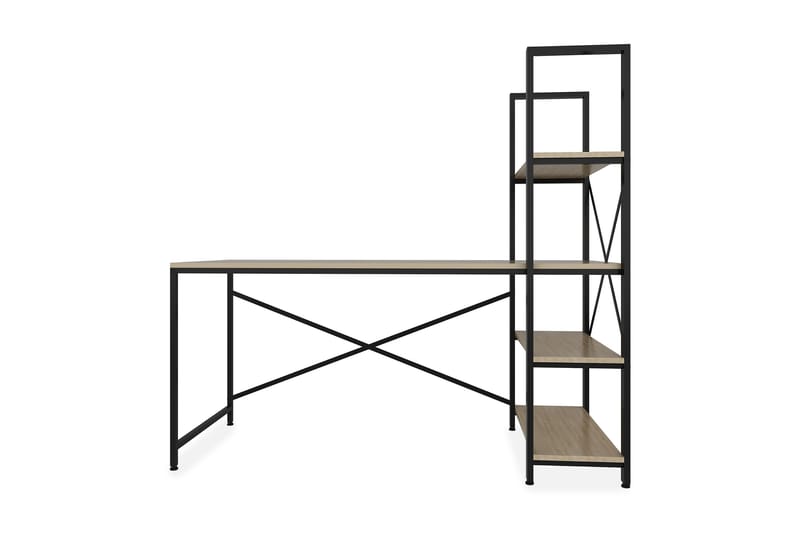 Hejde Skrivebord 160 cm med Oppbevaringshyller - Brun/Svart - Møbler - Bord - Kontorbord - Skrivebord