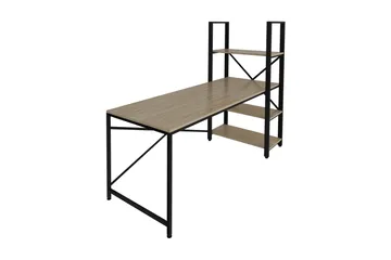 Hejde Skrivebord 160 cm med Oppbevaringshyller - Brun/Svart - Møbler - Bord - Kontorbord - Skrivebord