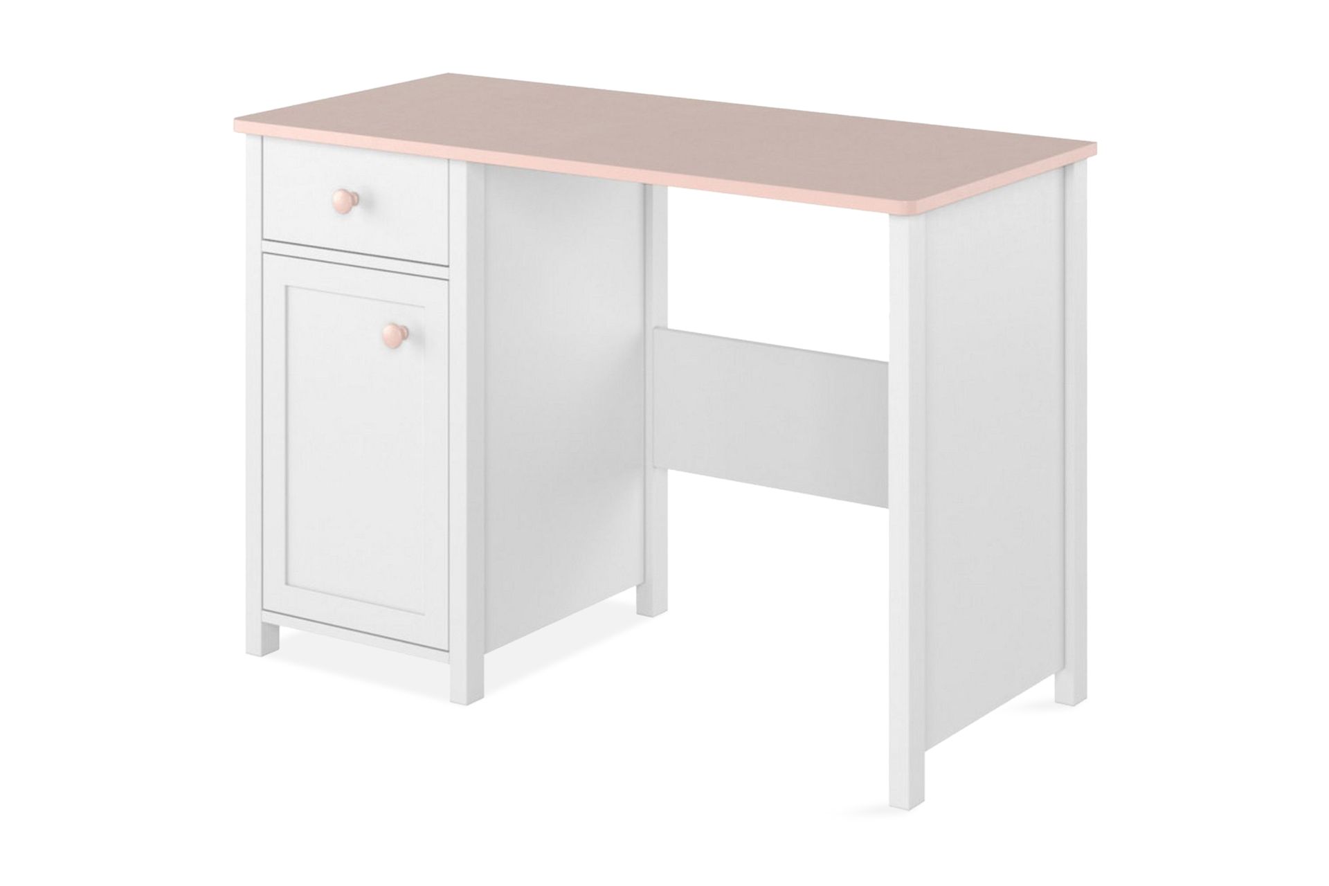 Hilts Skrivebord 110 cm med Oppbevaringsskuff + Skap - Hvit/Rosa - Møbler - Bord - Kontorbord - Skrivebord