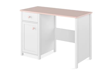Hilts Skrivebord 110 cm med Oppbevaringsskuff + Skap - Hvit/Rosa - Møbler - Bord - Kontorbord - Skrivebord
