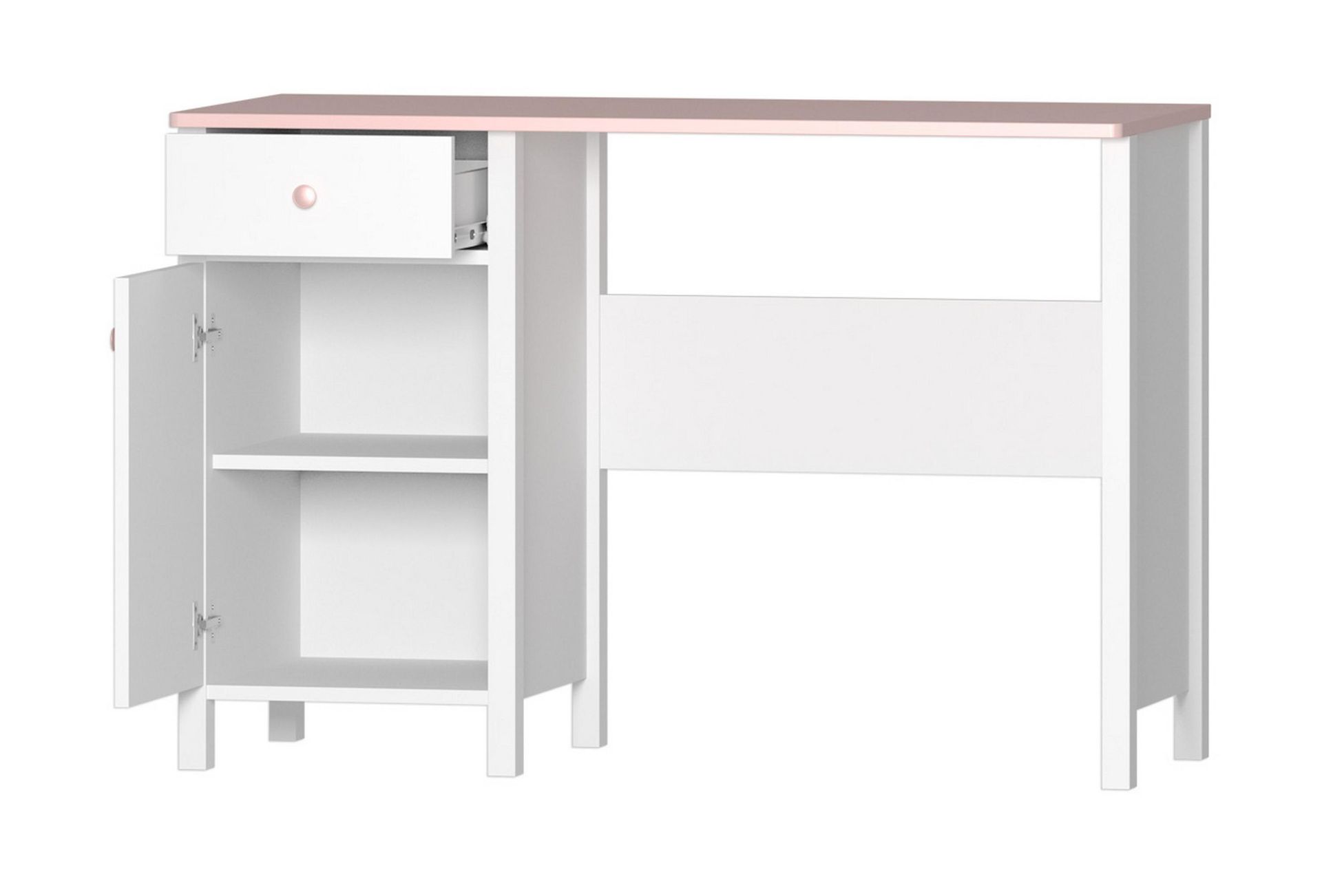 Hilts Skrivebord 110 cm med Oppbevaringsskuff + Skap - Hvit/Rosa - Møbler - Bord - Kontorbord - Skrivebord
