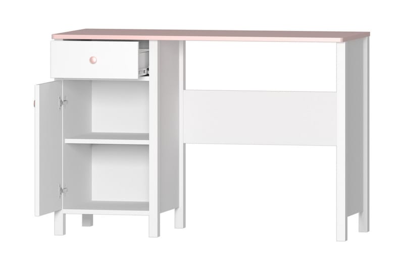 Hilts Skrivebord 110 cm med Oppbevaringsskuff + Skap - Hvit/Rosa - Møbler - Bord - Kontorbord - Skrivebord