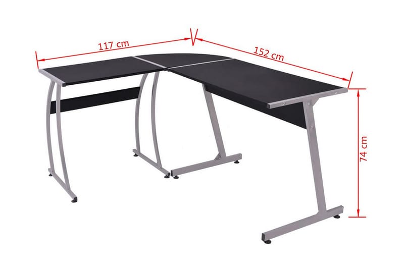 Hjørnepult L-formet svart - Svart - Møbler - Bord - Kontorbord - Skrivebord