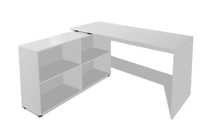 Hjørneskrivebord 4 hyller hvit - Møbler - Bord - Kontorbord - Skrivebord