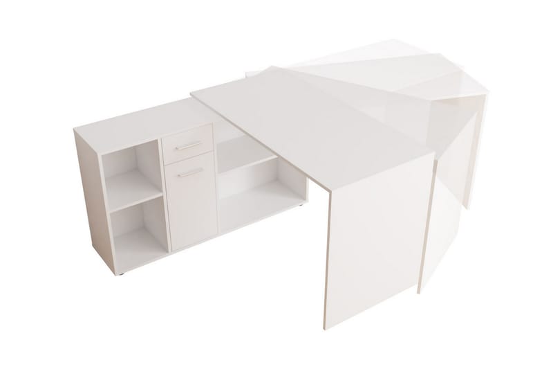 Armacao Hjørneskrivebord 120 cm med Oppbevaring - Hvit/Beige - Hjørneskrivebord