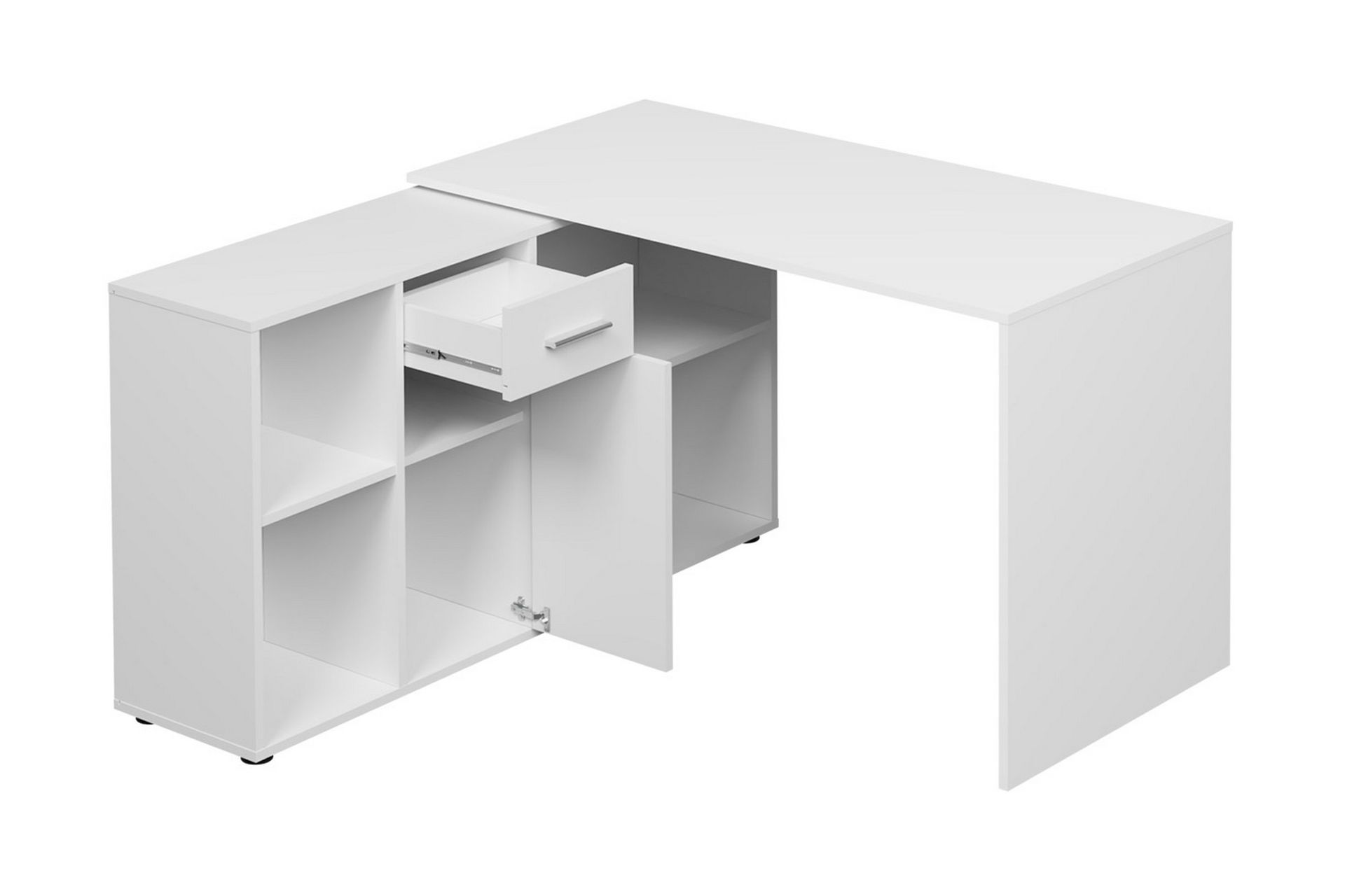 Armacao Hjørneskrivebord 120 cm med Oppbevaring - Hvit/Beige - Møbler - Bord - Kontorbord - Skrivebord - Hjørneskrivebord