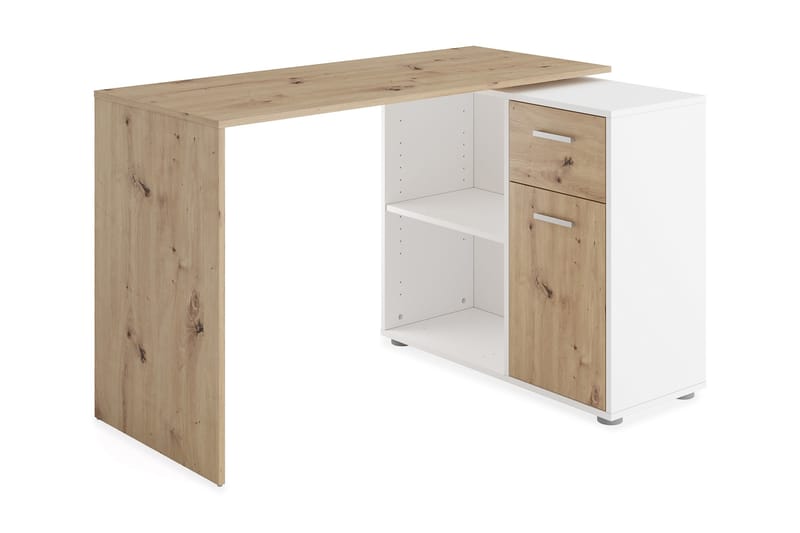 Colatosti Hjørneskrivebord 117 cm med Oppbevaring - Lysebrun/Hvit - Møbler - Bord - Kontorbord - Skrivebord - Hjørneskrivebord
