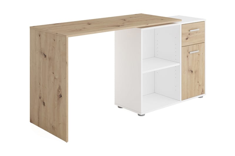 Colatosti Hjørneskrivebord 117 cm med Oppbevaring - Lysebrun/Hvit - Møbler - Bord - Kontorbord - Skrivebord - Hjørneskrivebord