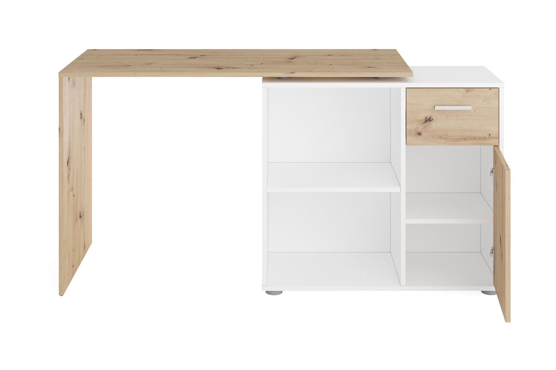Colatosti Hjørneskrivebord 117 cm med Oppbevaring - Lysebrun/Hvit - Møbler - Bord - Kontorbord - Skrivebord - Hjørneskrivebord