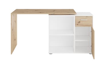 Colatosti Hjørneskrivebord 117 cm med Oppbevaring - Lysebrun/Hvit - Møbler - Bord - Kontorbord - Skrivebord - Hjørneskrivebord