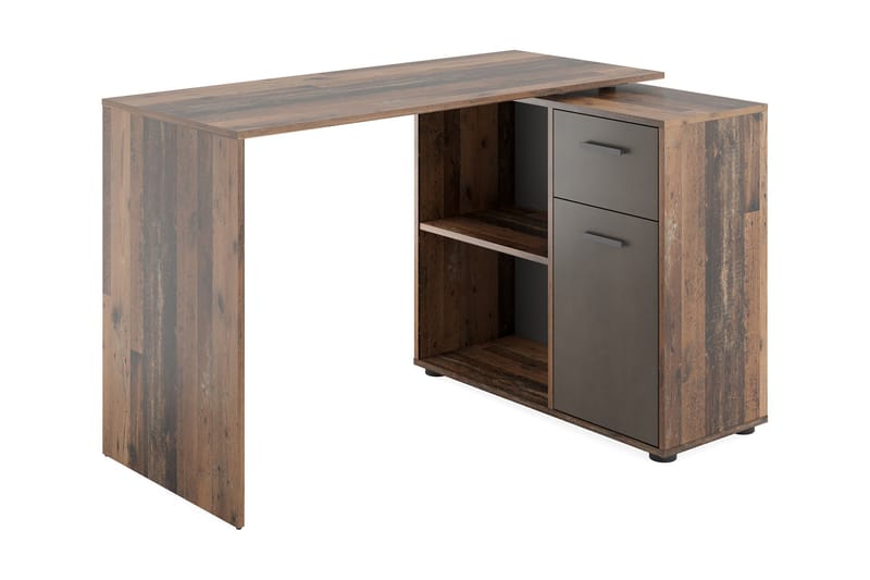 Colatosti Hjørneskrivebord 117 cm med Oppbevaring - Mørkebrun - Møbler - Bord - Kontorbord - Skrivebord - Hjørneskrivebord