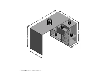 Colatosti Hjørneskrivebord 117 cm med Oppbevaring - Mørkebrun - Møbler - Bord - Kontorbord - Skrivebord - Hjørneskrivebord