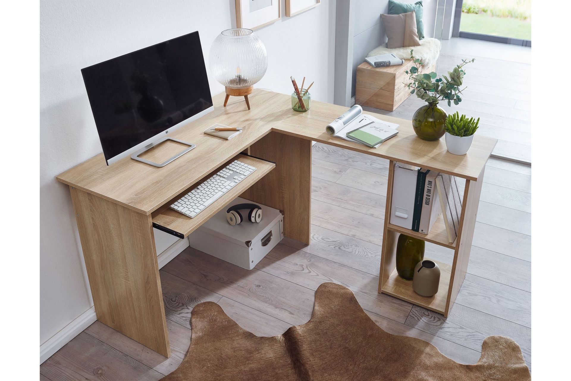 Gulshan skrivebord 140 cm - Natur - Møbler - Bord - Kontorbord - Skrivebord - Hjørneskrivebord