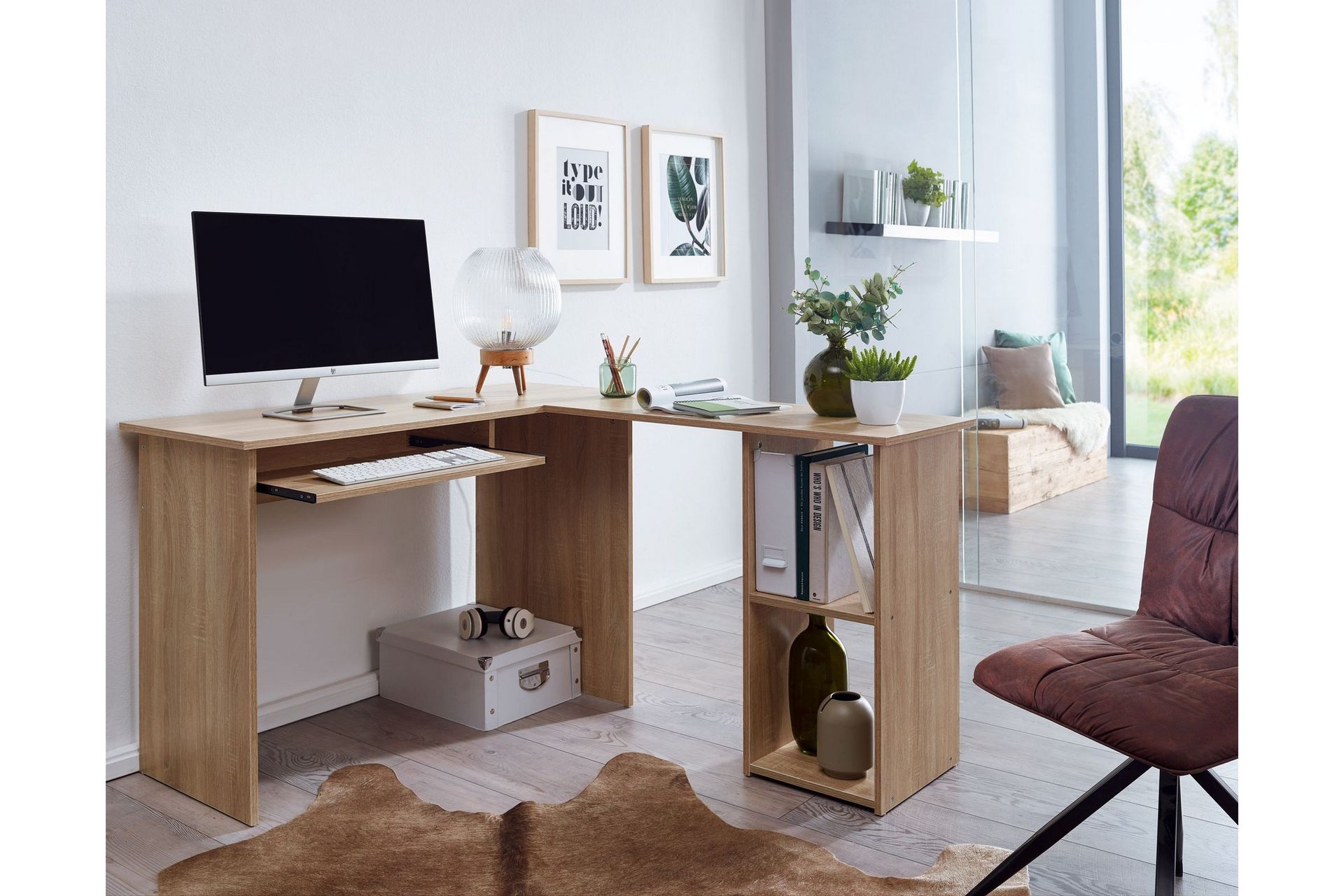 Gulshan skrivebord 140 cm - Natur - Møbler - Bord - Kontorbord - Skrivebord - Hjørneskrivebord