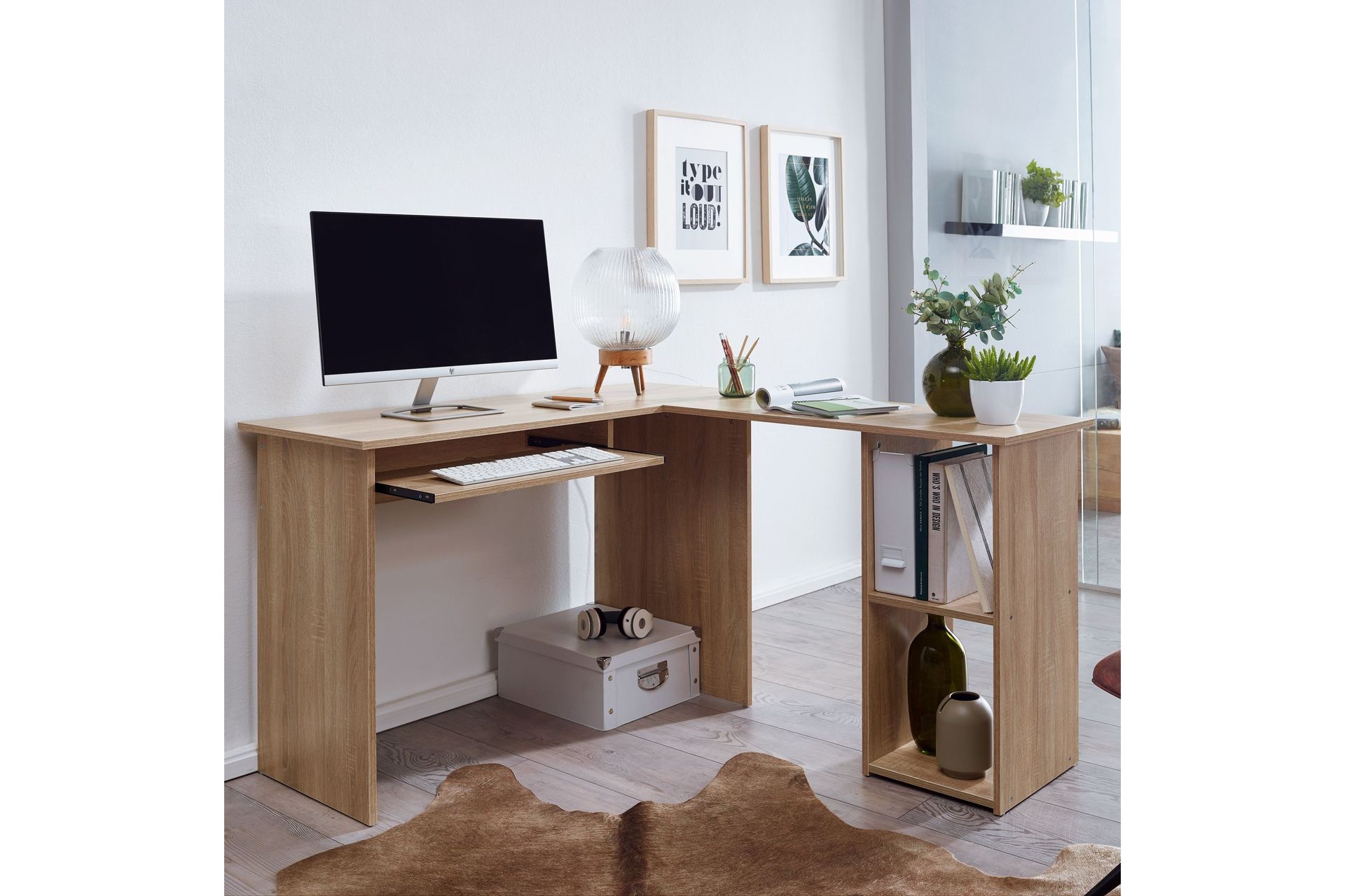 Gulshan skrivebord 140 cm - Natur - Møbler - Bord - Kontorbord - Skrivebord - Hjørneskrivebord