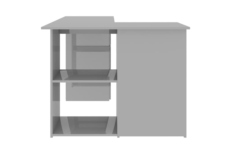 Hjørneskrivebord høyglans grå 145x100x76 cm sponplate - Grå - Skrivebord