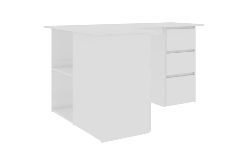 Hjørneskrivebord høyglans hvit 145x100x76 cm sponplate - Hvit - Skrivebord