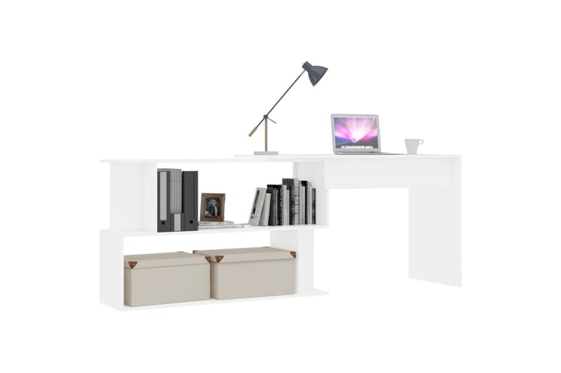 Hjørneskrivebord hvit 200x50x76 cm sponplate - Hvit - Møbler - Bord - Kontorbord - Skrivebord
