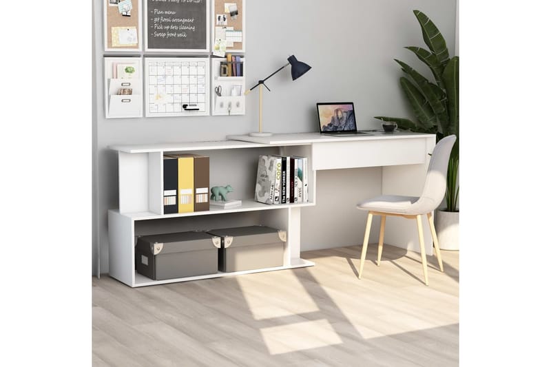 Hjørneskrivebord hvit 200x50x76 cm sponplate - Hvit - Møbler - Bord - Kontorbord - Skrivebord