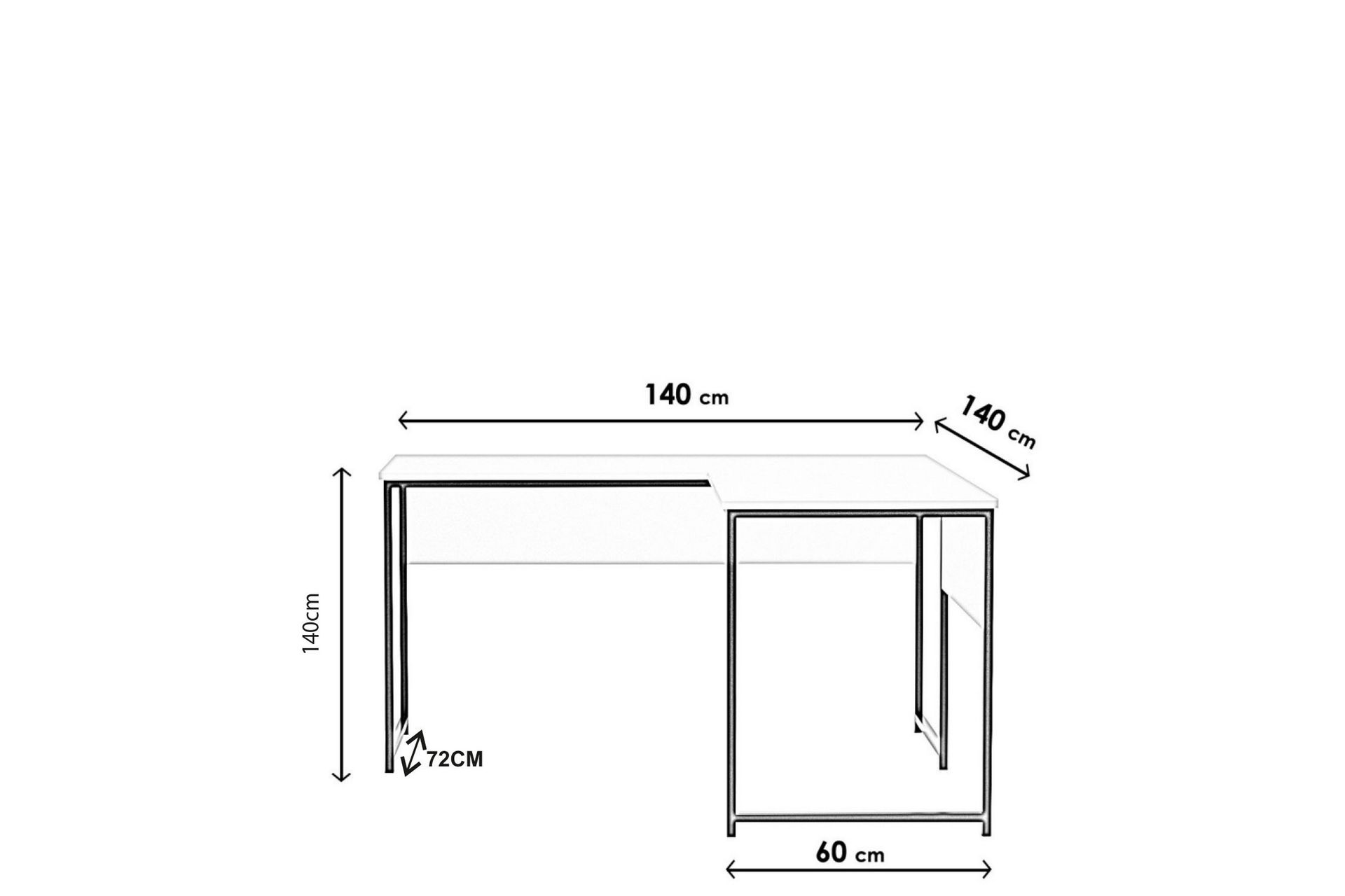Kaynarca Hjørneskrivebord 140 cm med Oppbevaringshyller - Hvit/Svart - Møbler - Bord - Kontorbord - Skrivebord - Hjørneskrivebord