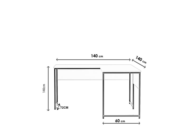 Kaynarca Hjørneskrivebord 140 cm med Oppbevaringshyller - Hvit/Svart - Møbler - Bord - Kontorbord - Skrivebord - Hjørneskrivebord