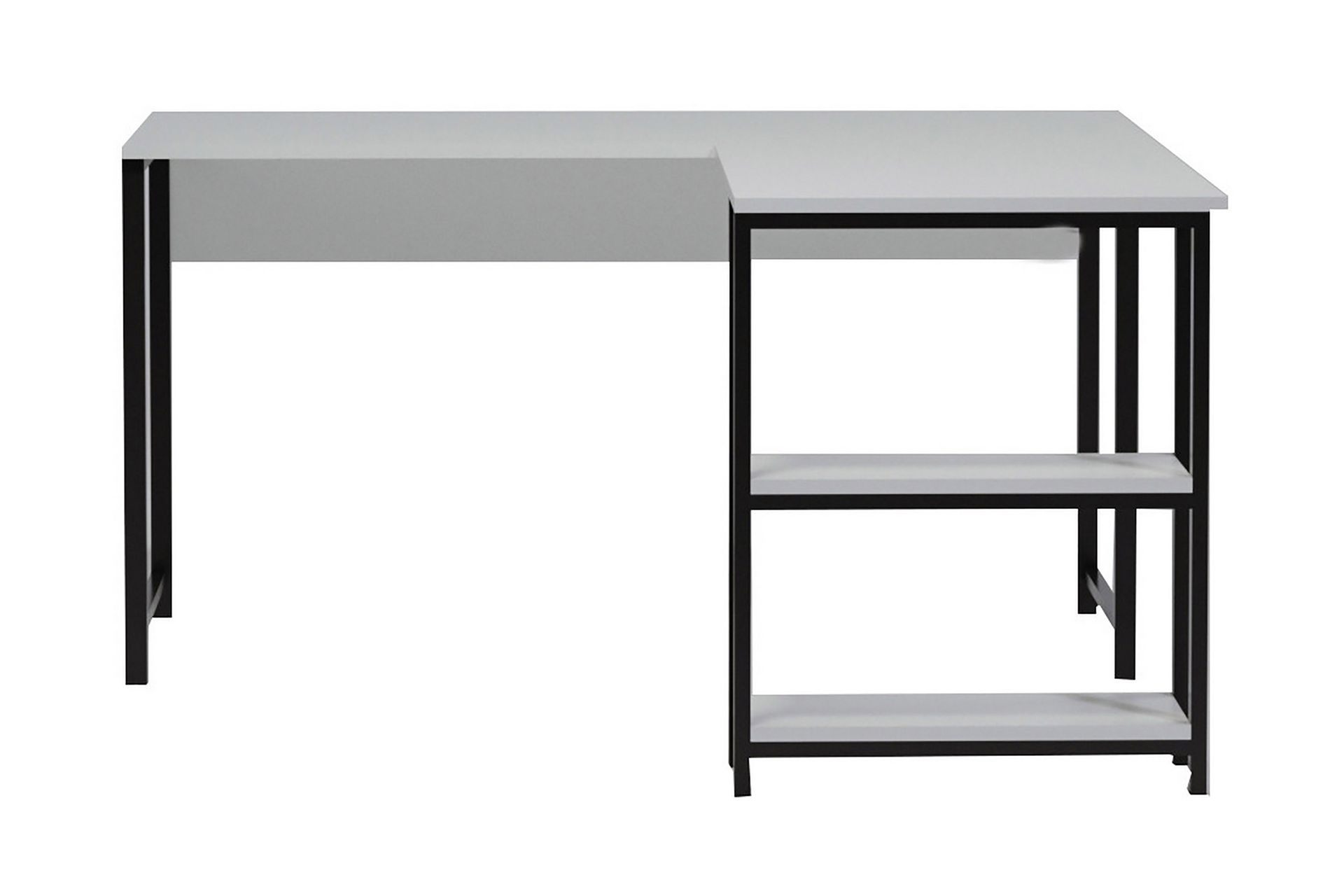 Kaynarca Hjørneskrivebord 140 cm med Oppbevaringshyller - Hvit/Svart - Møbler - Bord - Kontorbord - Skrivebord - Hjørneskrivebord