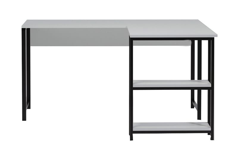 Kaynarca Hjørneskrivebord 140 cm med Oppbevaringshyller - Hvit/Svart - Møbler - Bord - Kontorbord - Skrivebord - Hjørneskrivebord