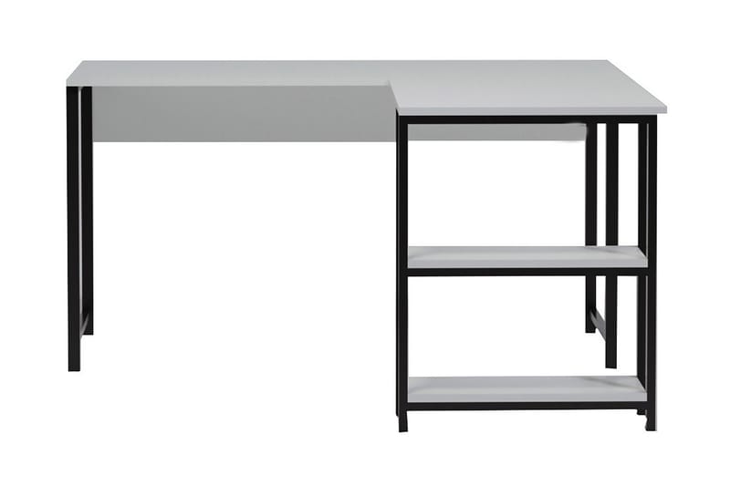 Kaynarca Hjørneskrivebord 140 cm med Oppbevaringshyller - Hvit/Svart - Hjørneskrivebord