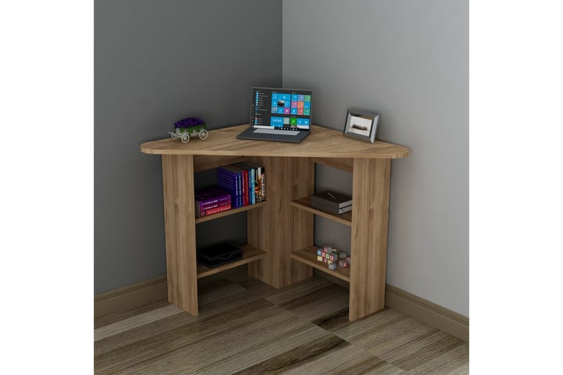 Kiolbassa Hjørneskrivebord med Oppbevaringshyller - Valnøttsbrun - Hjørneskrivebord